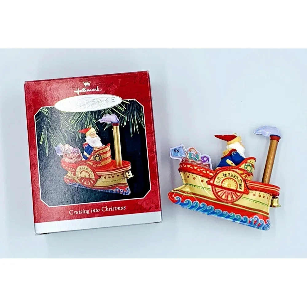 Hallmark 1998 Cruising Into Christmas Handcrafted Tin Keepsake Ornament‎ MIB